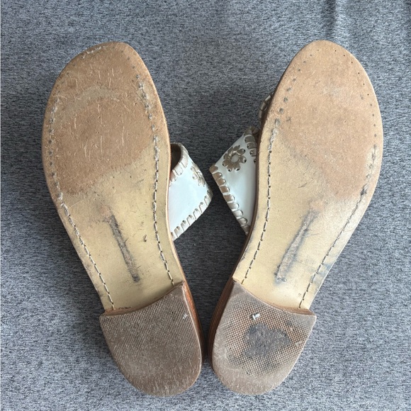 Jack Rogers Original Flat White and Gold Sandals - Picture 3 of 3